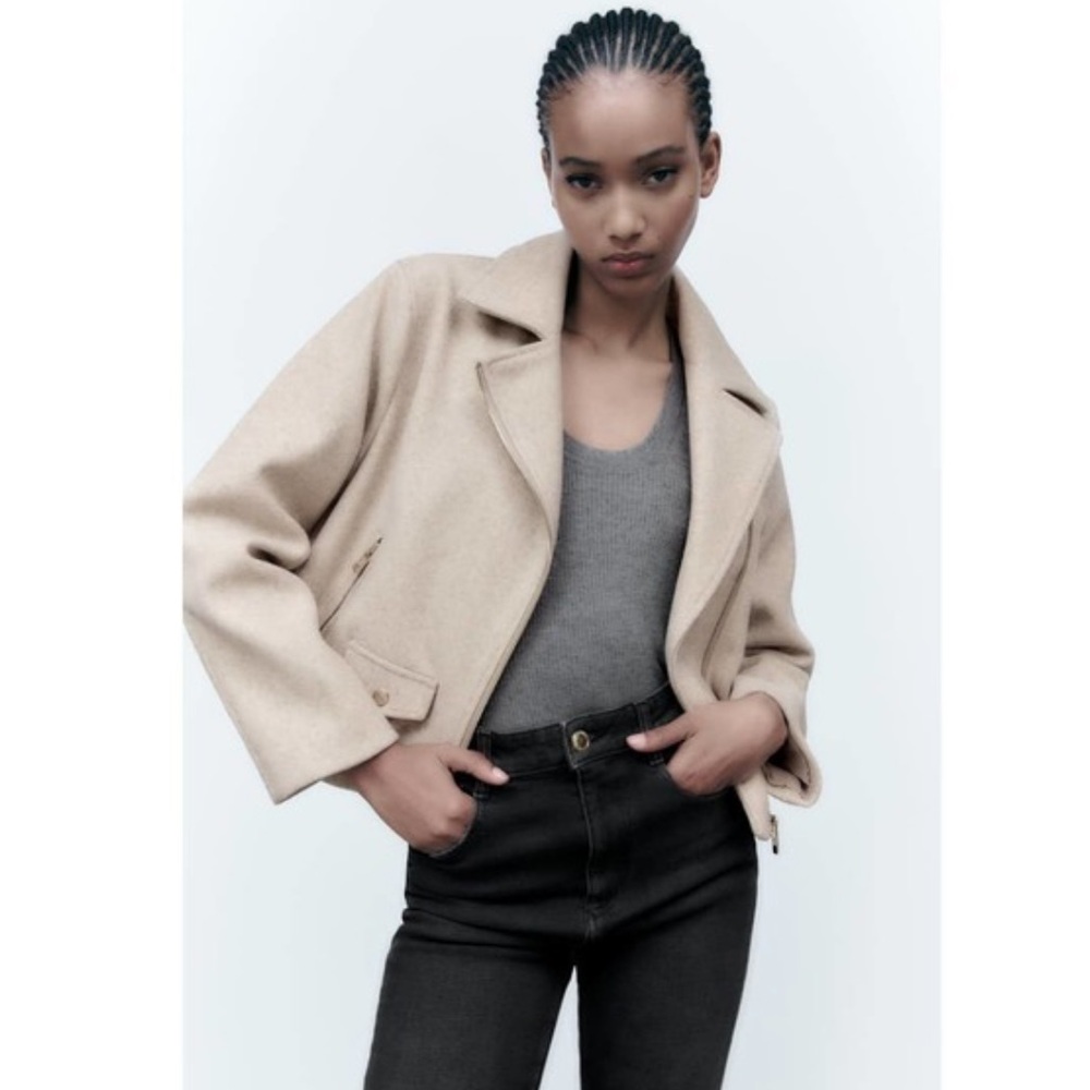 Zara Beige Moto Jacket